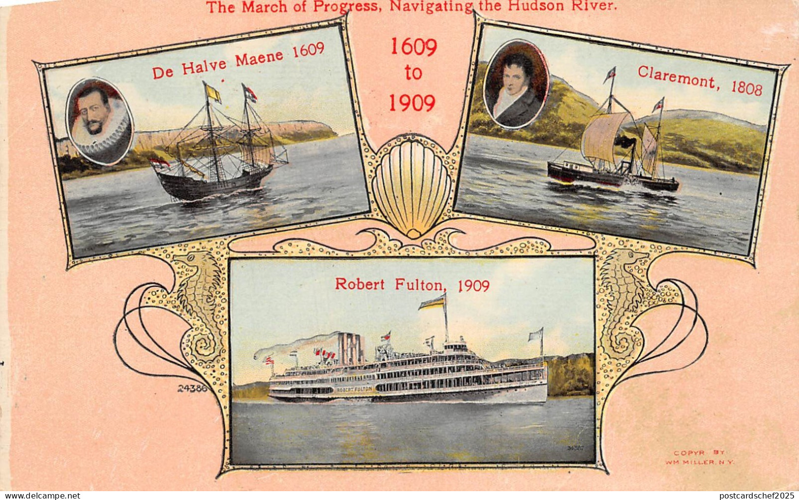 lot385 USA Navigating Hudson river Robert Fulton Claremont De Halve Maene