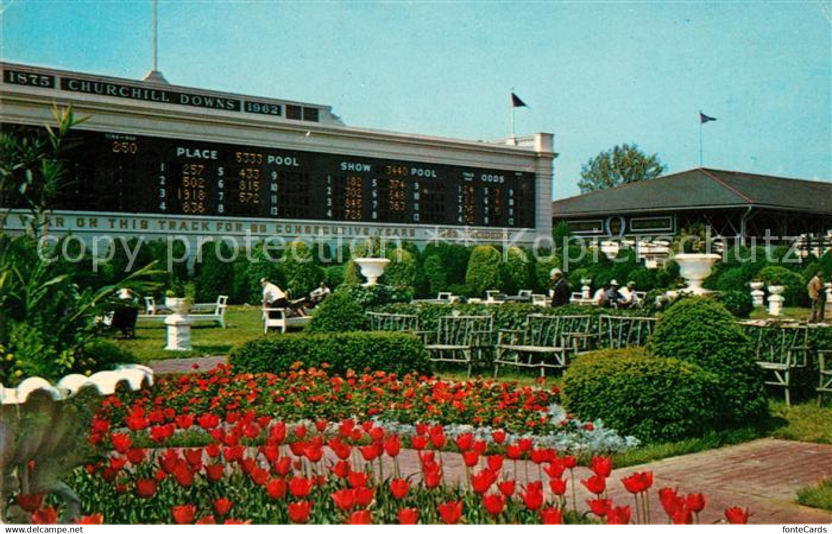 Louisville Kentucky Clubhouse Garden Scene Churchill Downs