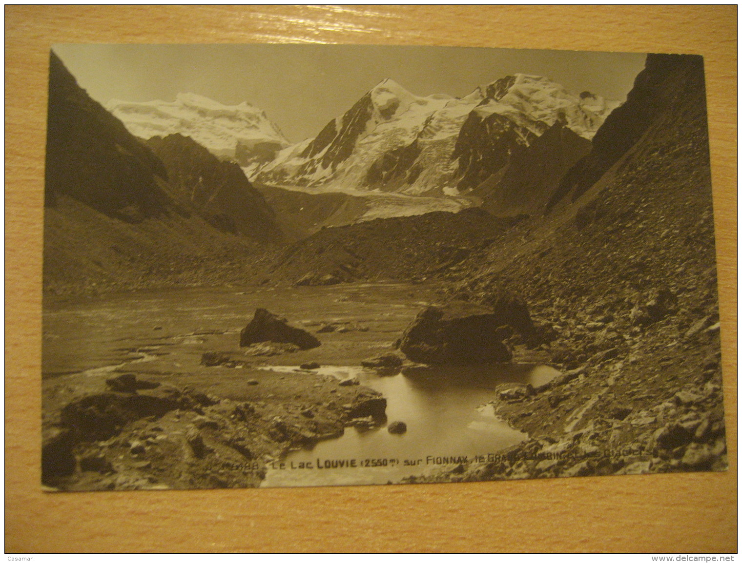 LOUVIE Lac lake Fionnax Grand Combin glaciers mountain mountains post card VALAIS Wallis Switzerland