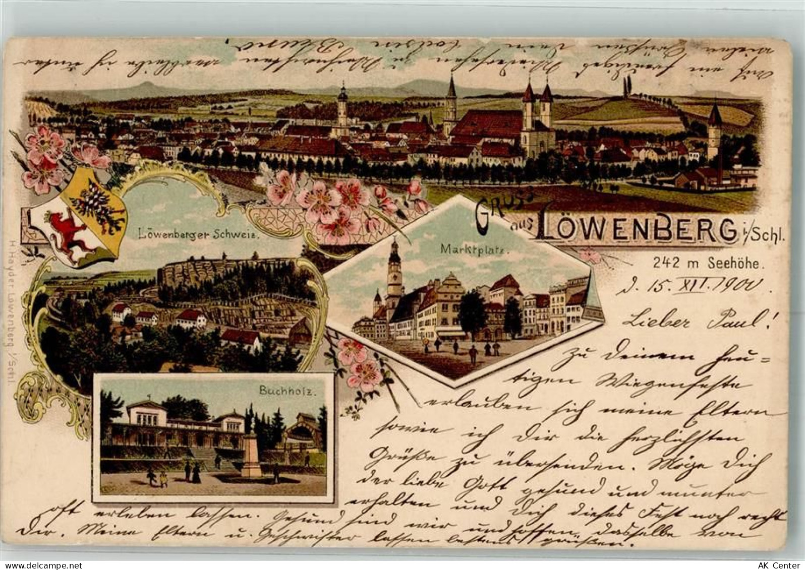 Löwenberg Lwówek 1900 Lithographie Marktplatz Buchholz - 13647696