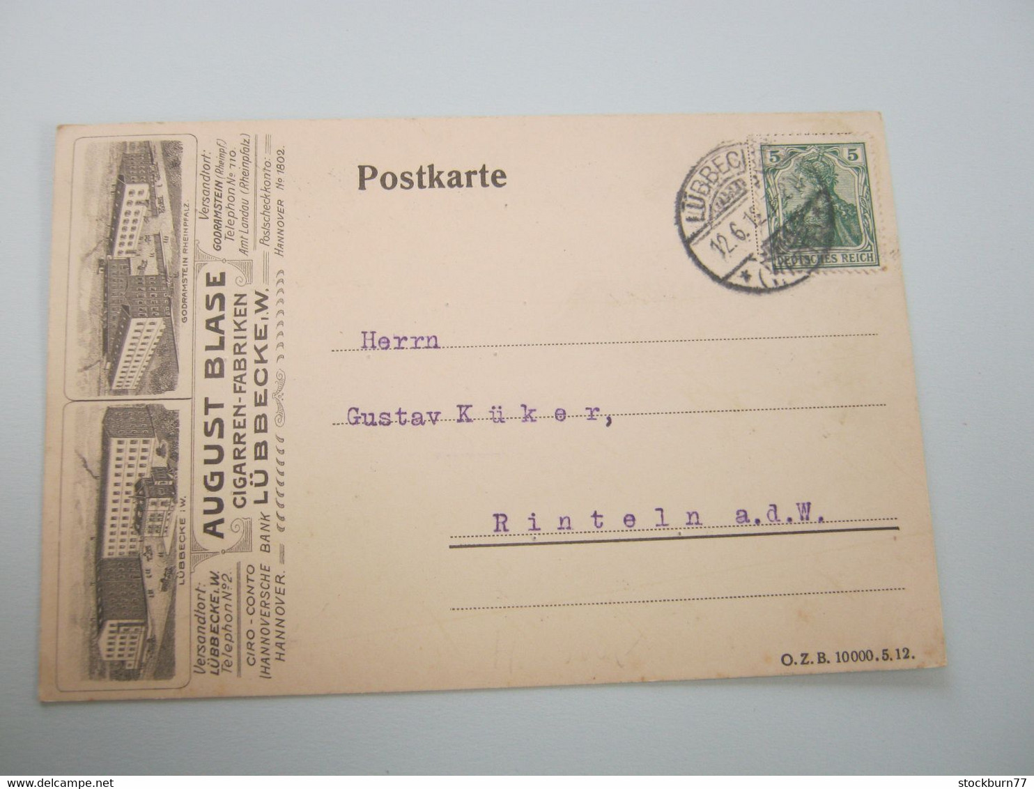 LÜBBECKE , Firmenkarte ,  schöne Karte  um 1915