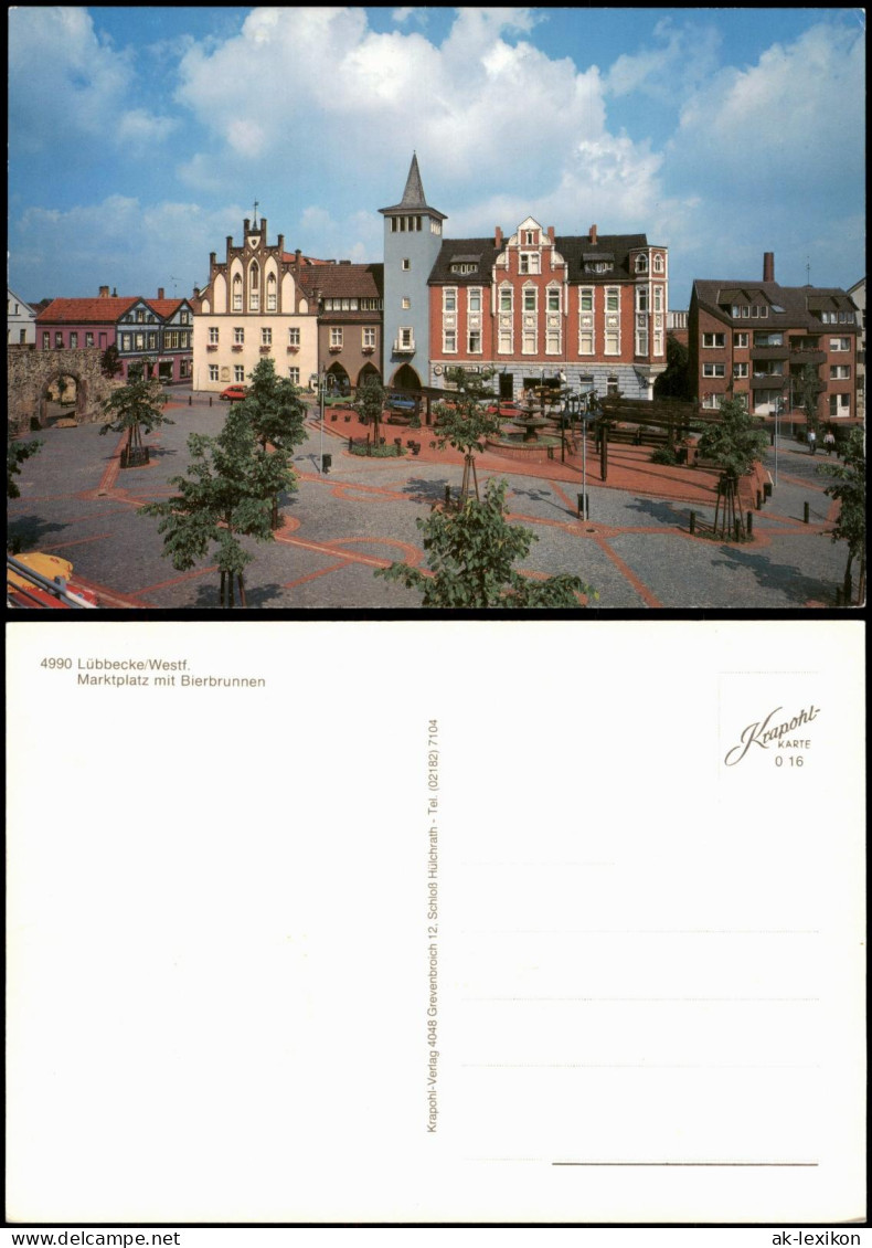 Lübbecke (Westfalen) Markplatz mit Bierbrunnen Lübbecke Westfalen 1990