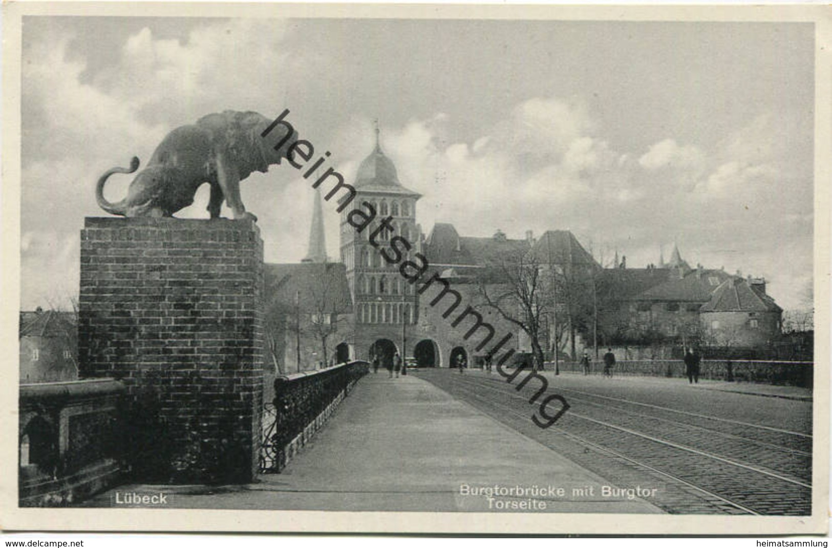 Lübeck - Burgtorbrücke mit Burgtor - Torseite 1932 - Verlag Ludwig Meyer Lübeck