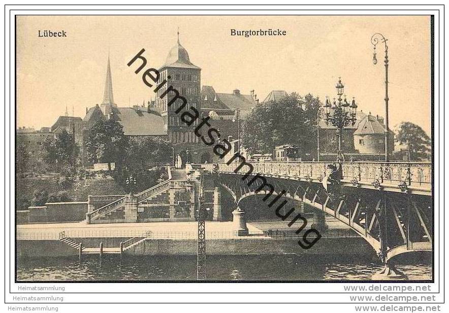 Lübeck - Burgtorbrücke - Strassenbahn - AK  20er Jahre