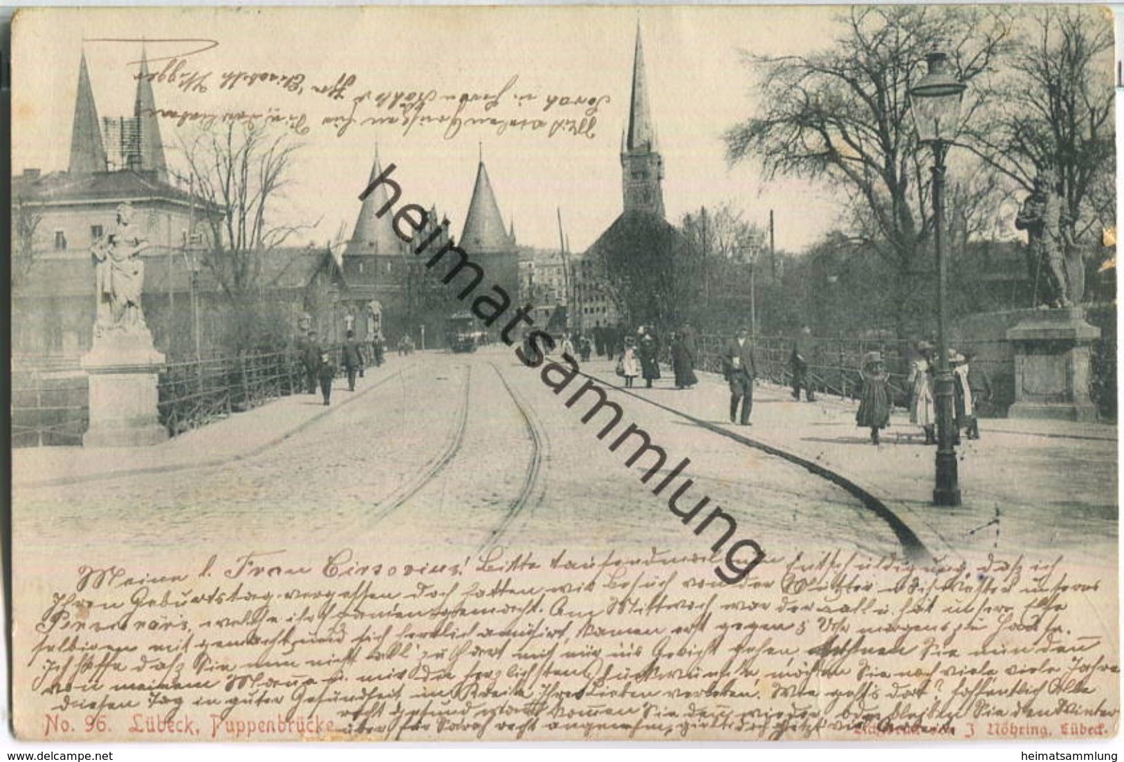 Lübeck - Puppenbrücke - Strassenbahn - Verlag J. Nöhring Lübeck