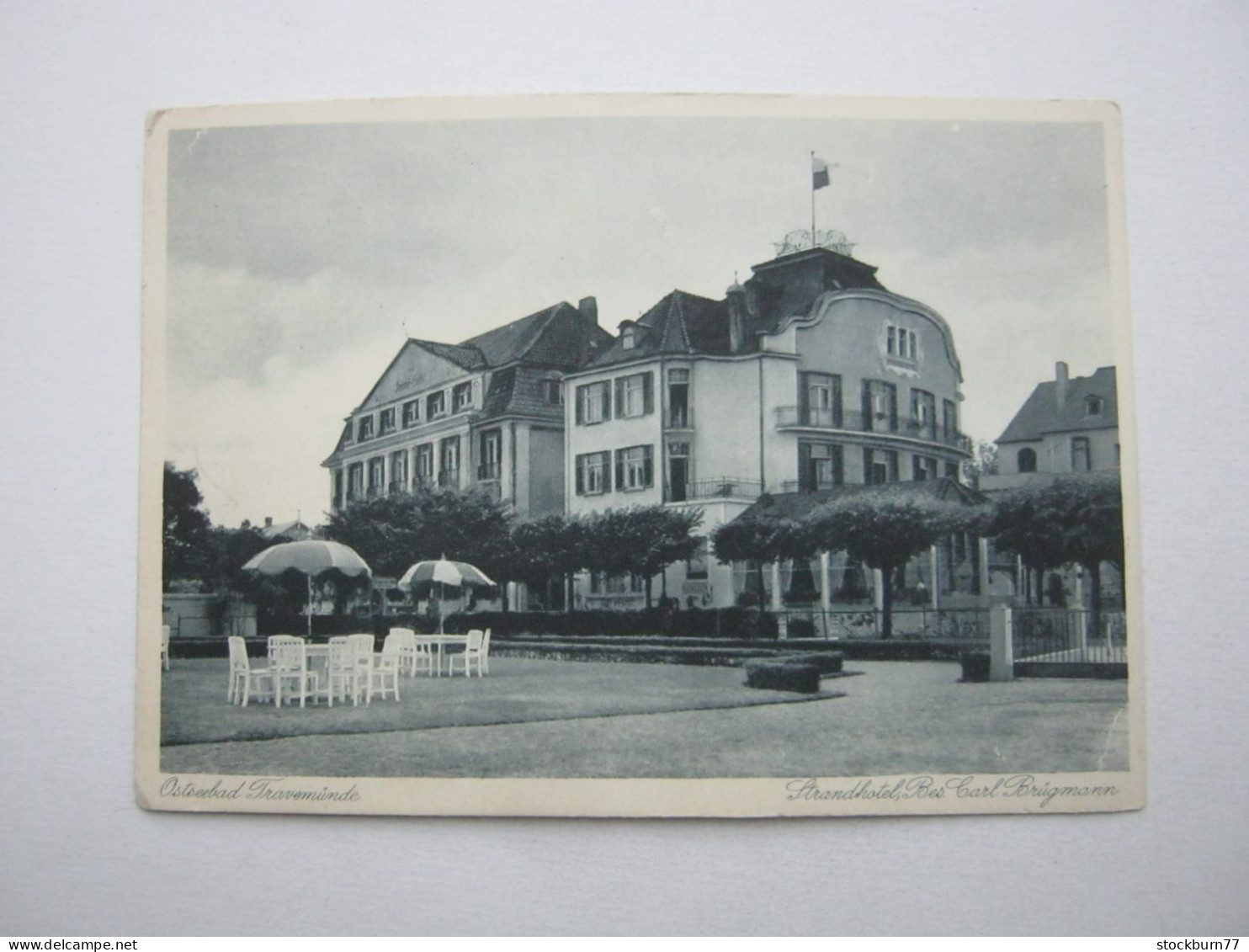 Lübeck-Travemünde , Hotel  Carl Brügmann  ,  seltene  Karte um 1937