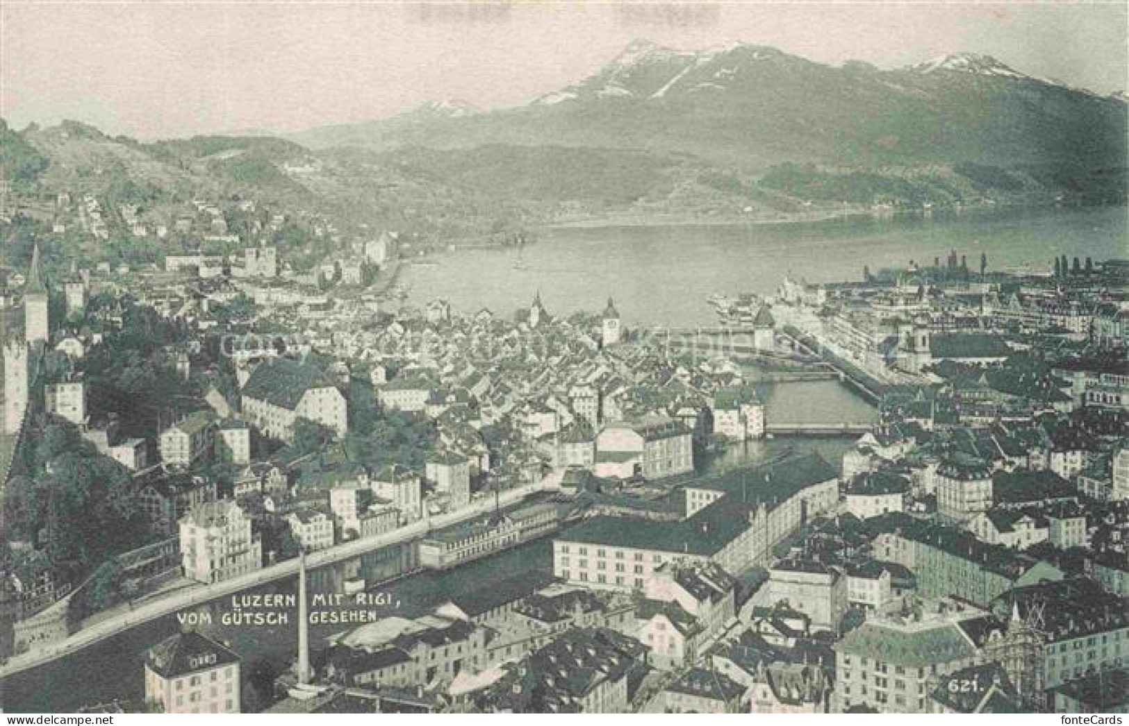 Lucerne  LUZERN LU Rigi Guetsch Vierwaldstaettersee Stadtpanorama Kirchturm Brue