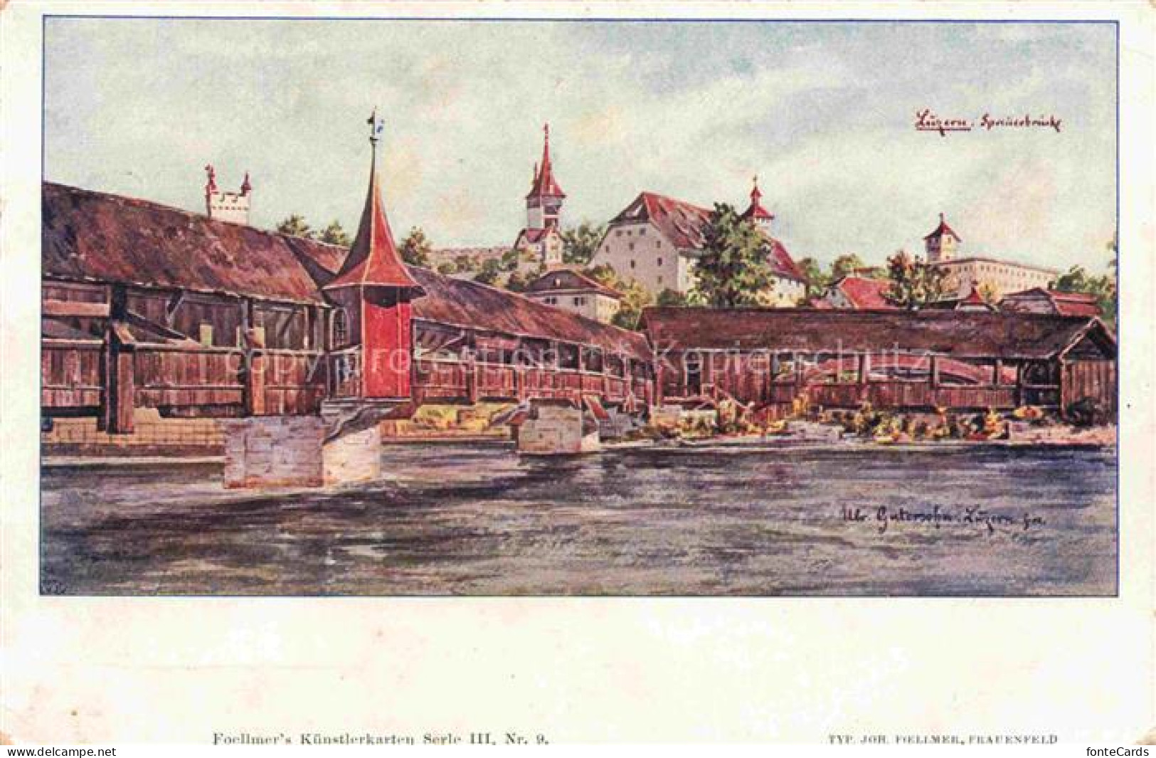 Lucerne  LUZERN LU Spreuerbruecke Reuss Wasserturm Altstadt