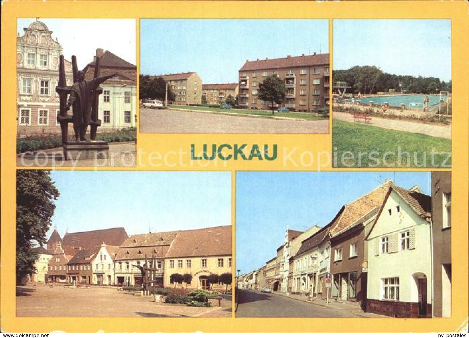 Luckau Niederlausitz Karl Liebknecht Denkmal Neubauten Freibad Markt Hauptstrass