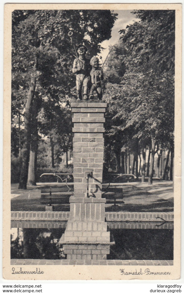 Luckenwalde, Kariedel-Brunnen old postcard travelled 1942 Luckenwalde pmk b180725