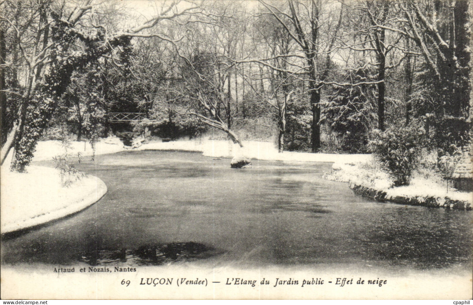 Lucon CPA L'etang du jardin public Effet de neige