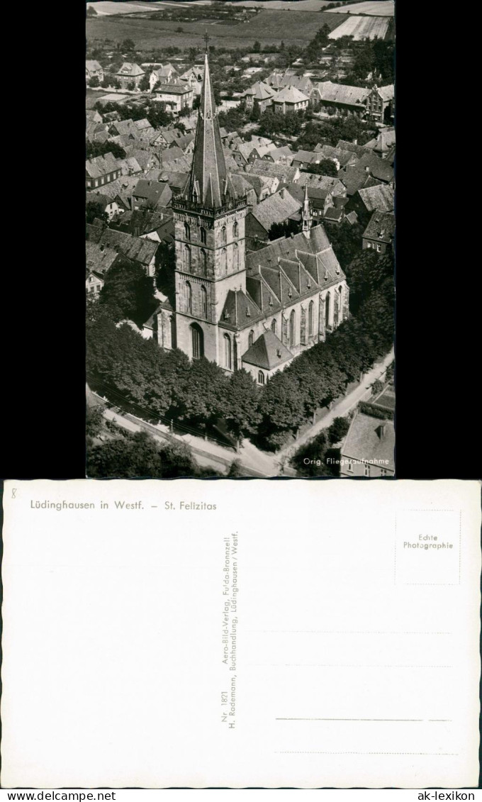 Lüdinghausen Dorf Panorama mit St. Felizitas, Kirche, Vogelschau-P. 1960