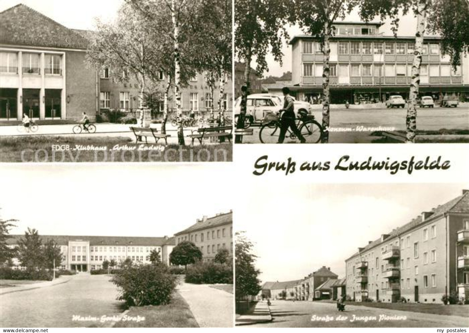 Ludwigsfelde FDGB Klubhaus Arthur Ladwig Konsum Warenhaus Strasse der Jungen Pio