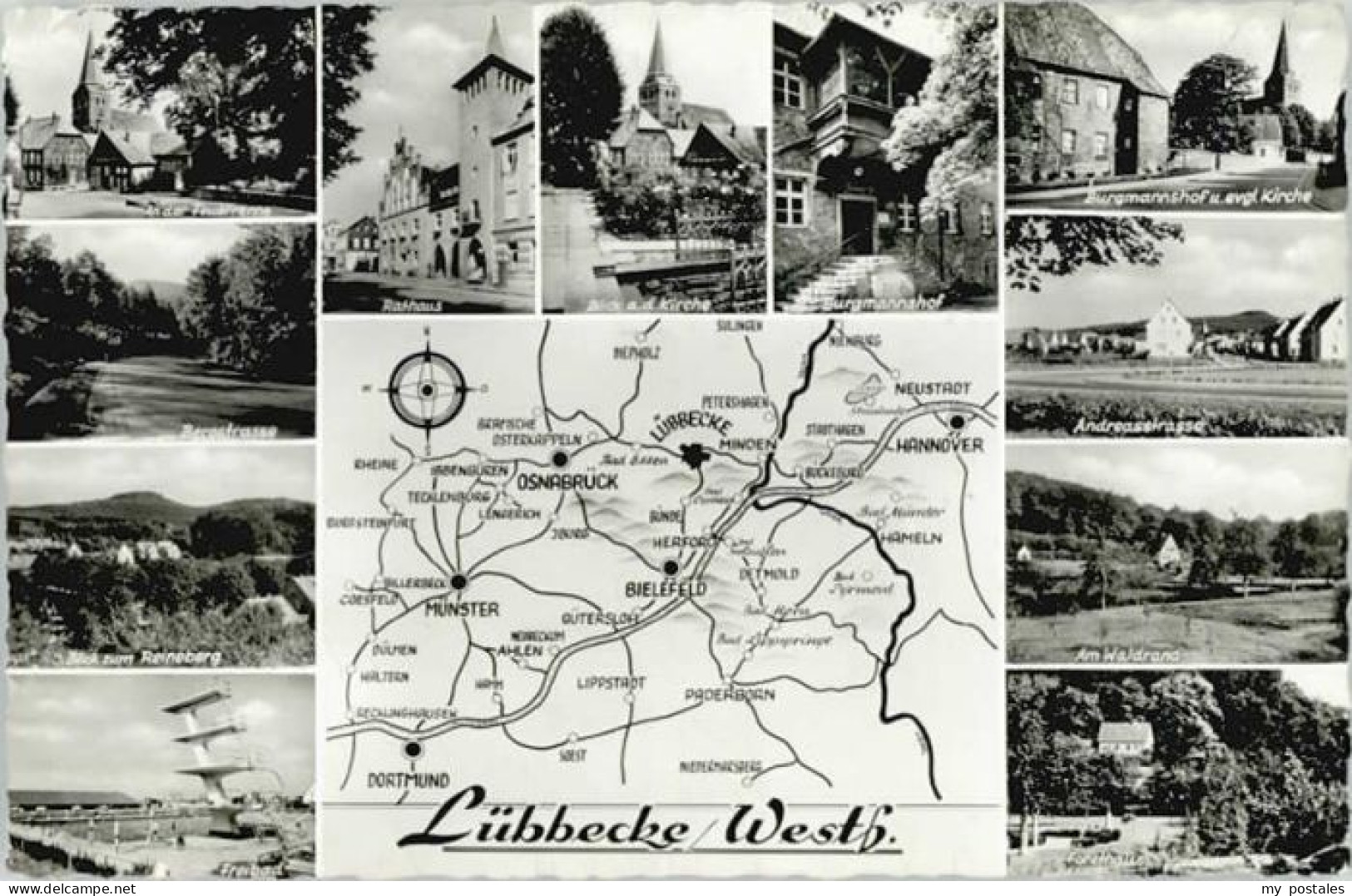 Luebbecke Westfalen Luebbecke Rathaus Burgmannshof Freibad