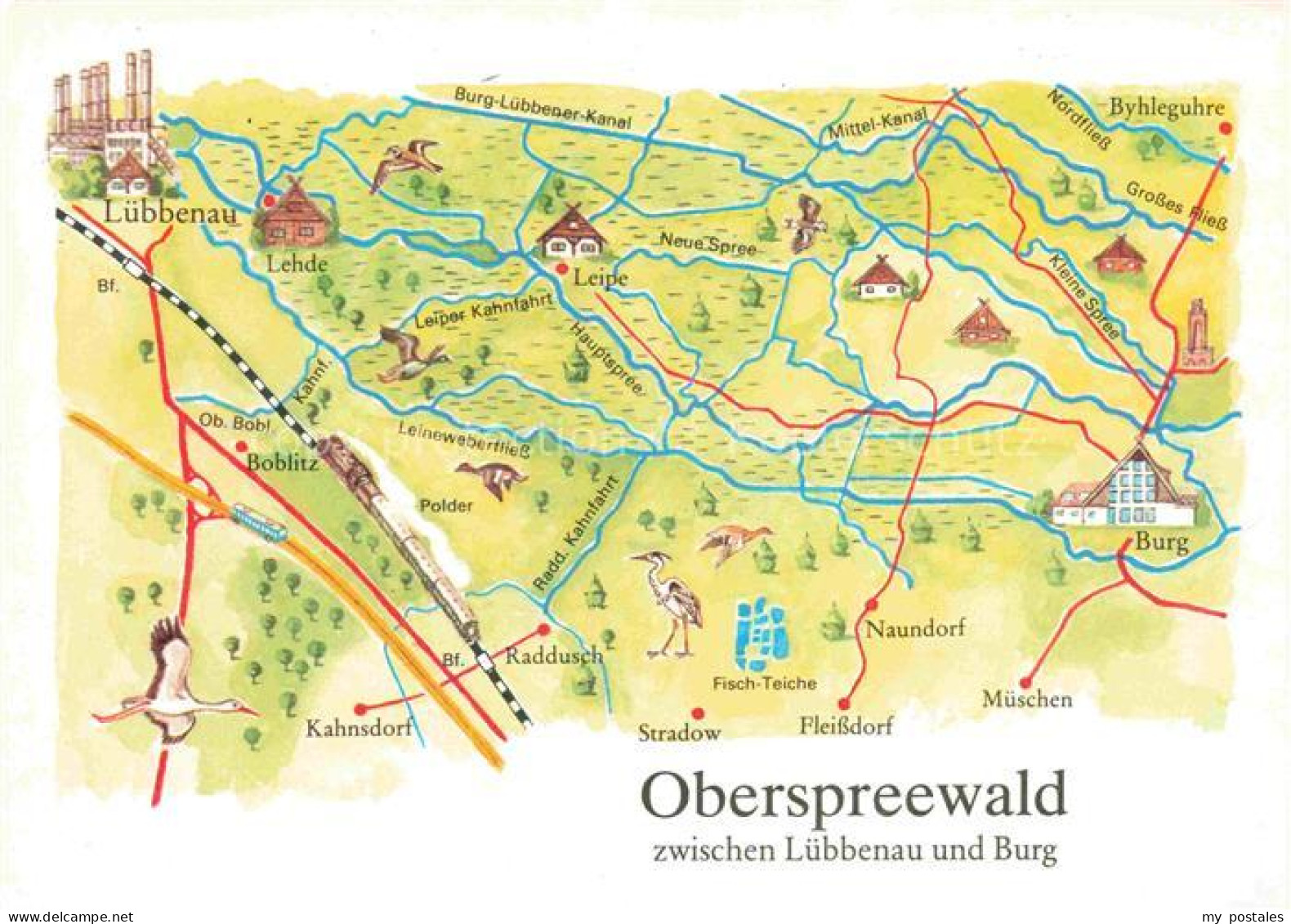 Luebbenau Spreewald Brandenburg Oberspreewald Gebietskarte zwischen Luebbenau un