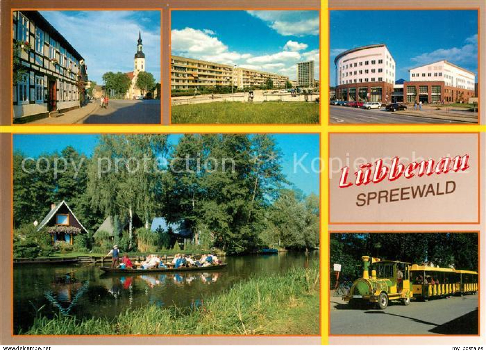 Luebbenau Spreewald Rathaus Kirche Strasse der Jugend Plattenbauten Kolosseum Ne