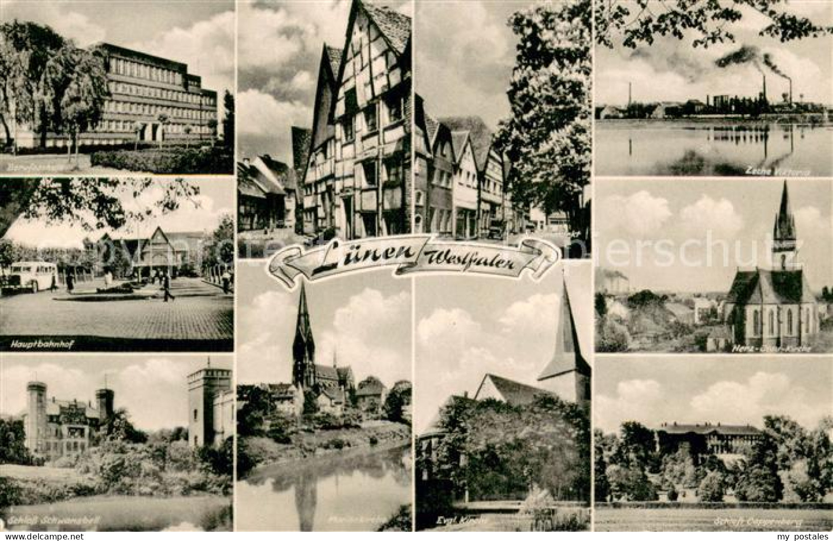 Luenen UNNA NRW Berufsschule Bahnhof Schloss Altstadt Kirche Zeche Viktoria