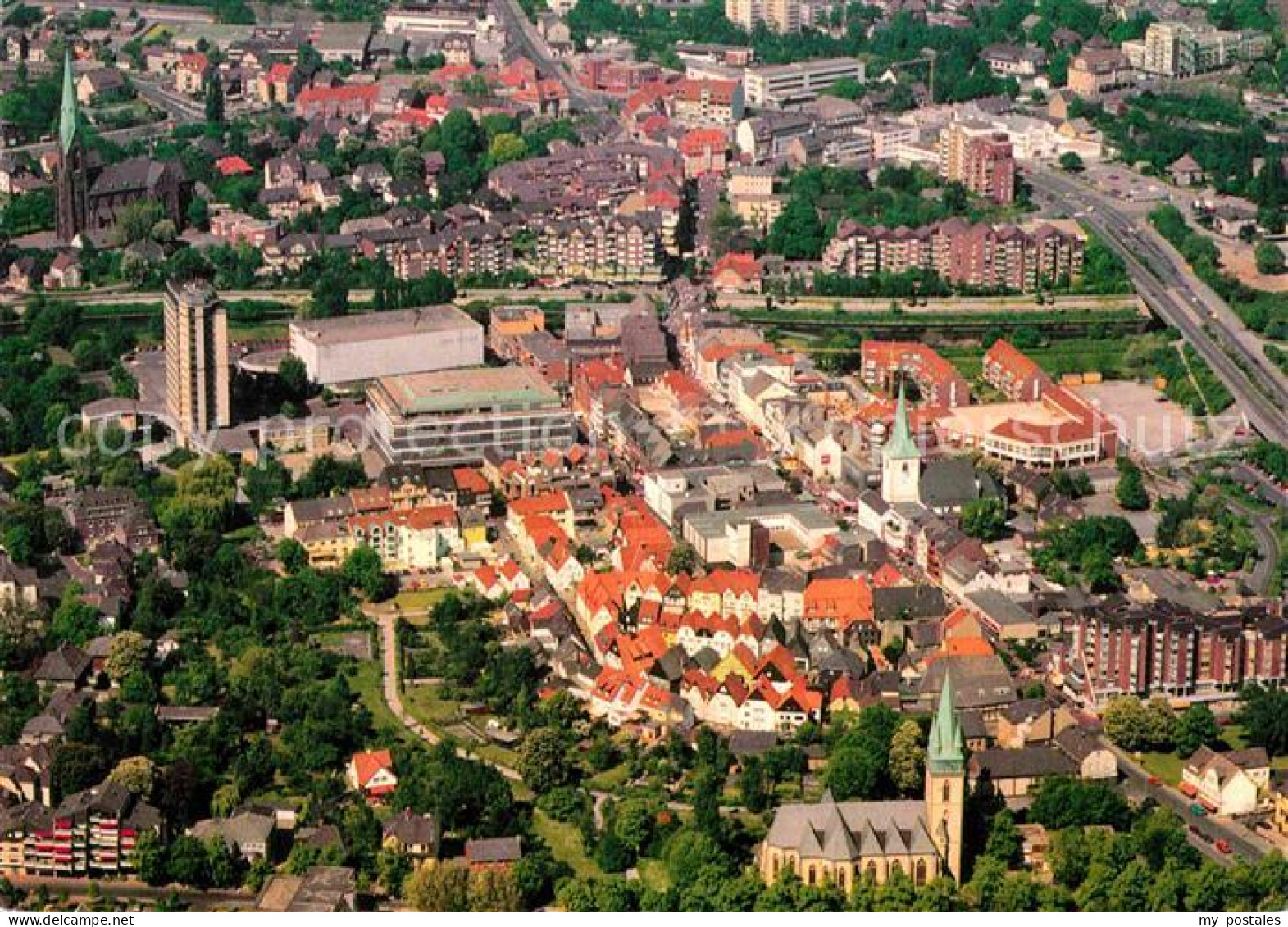 Luenen UNNA NRW Luftaufnahme Kirche Innenstadt