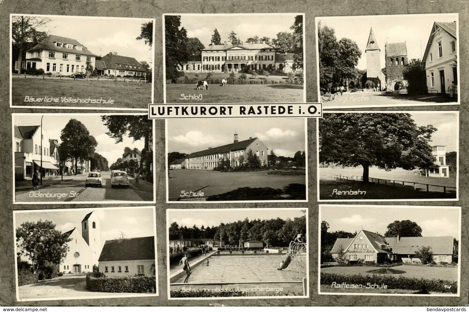 Luftkurort RASTEDE i. O., Rennbahn, Bäuerliche Volkshochschule, Kirche (1962) AK