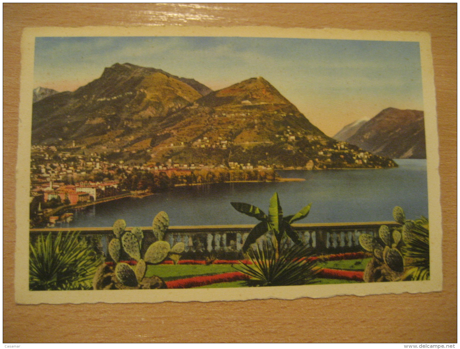 LUGANO e Monte Bre thermal health stazioni termali cancel 1950 to Sweden post card TICINO Switzerland
