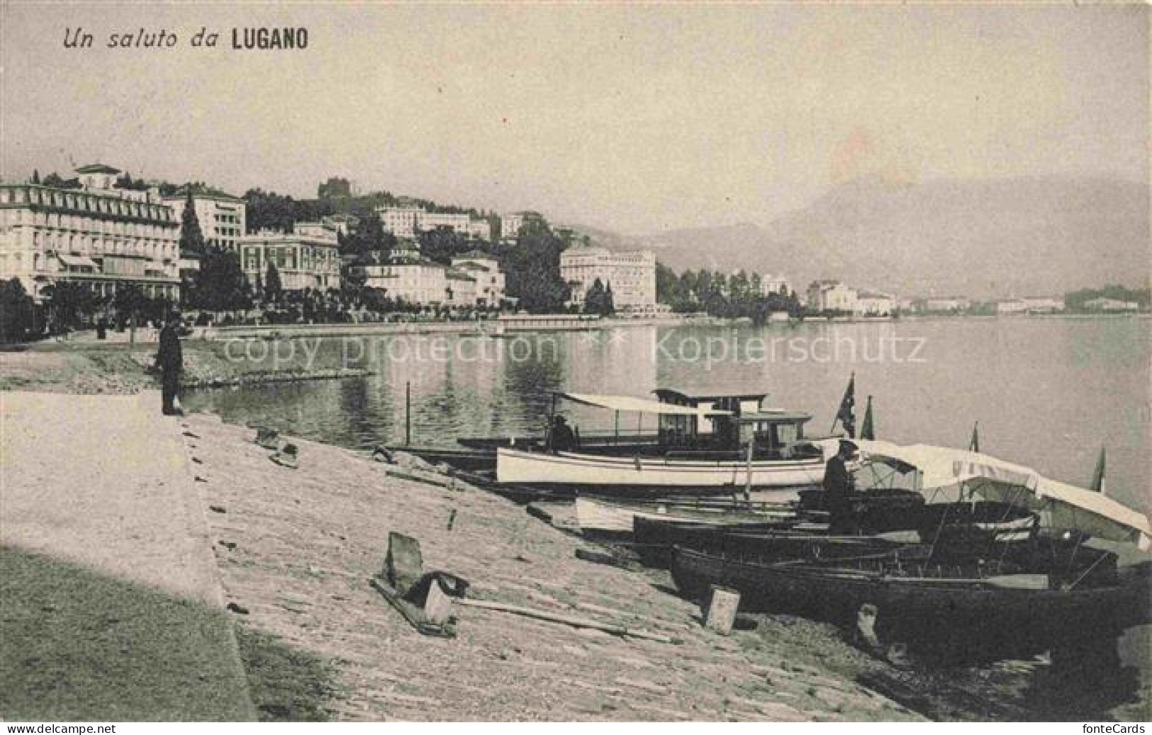 LUGANO Lago di Lugano TI Lago-di-Lugano Promenade Boote Dampfer Hotel-Europe Ufe