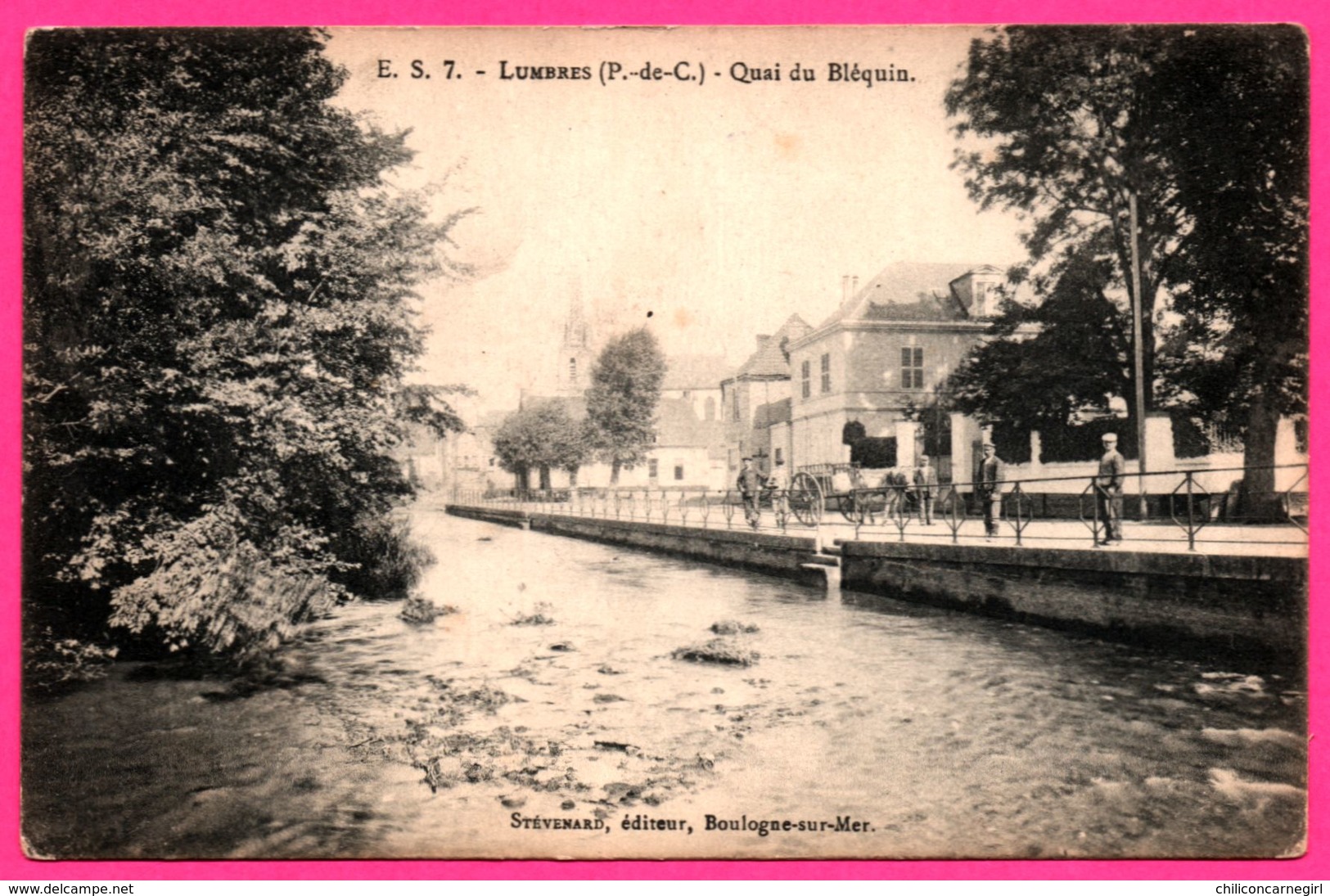 Lumbres - Quai du Bléquin - Charrette - Animée - Imp. R. PRUVOST - Edit. STEVENARD