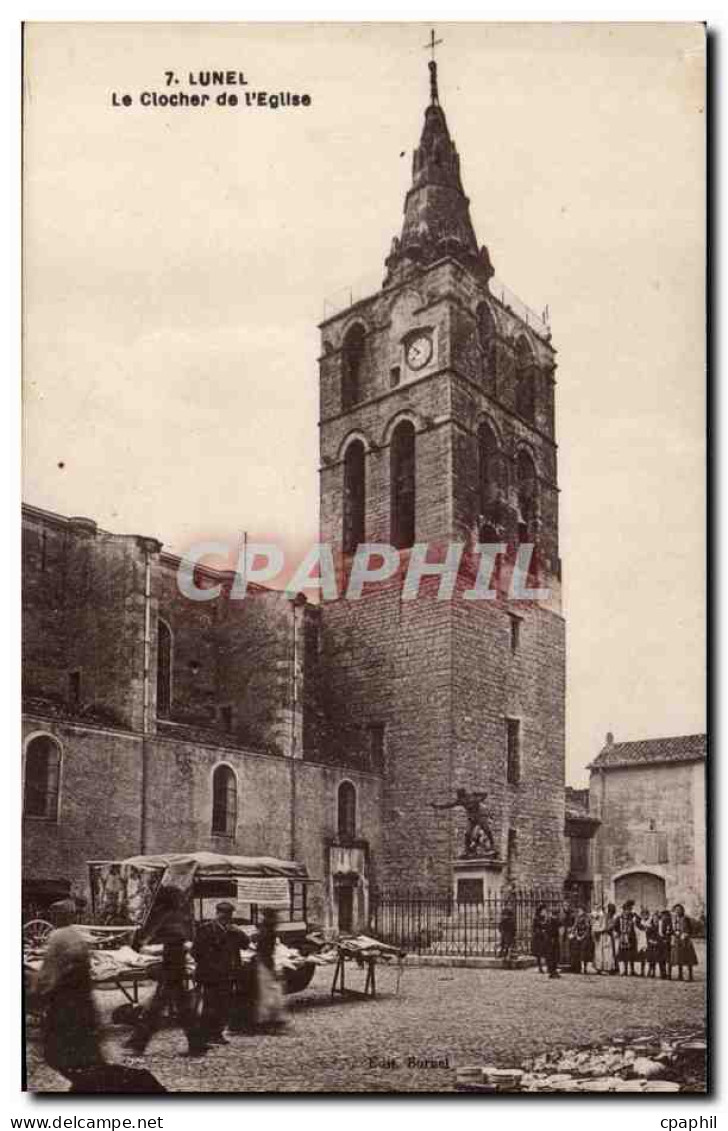 Lunel CPA Le clocher de l'eglise