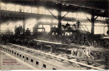CPA Differdange Differdingen Luxembourg, Eisenindustrie, Walzenstraße der 700mm Träger