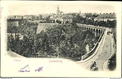 Relief CPA Luxemburg, Blick vom Viadukt auf die Stadt