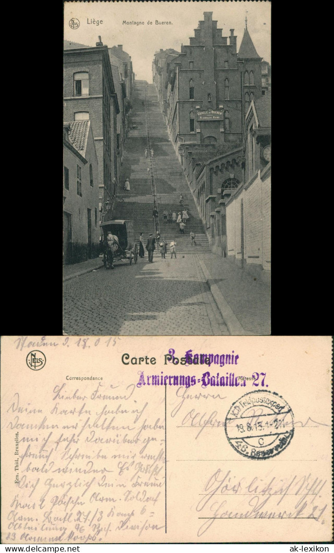 Lüttich Luik  Lüttich (Liège) Motagne de Bueren 1915   1. Weltkrieg Feldpost