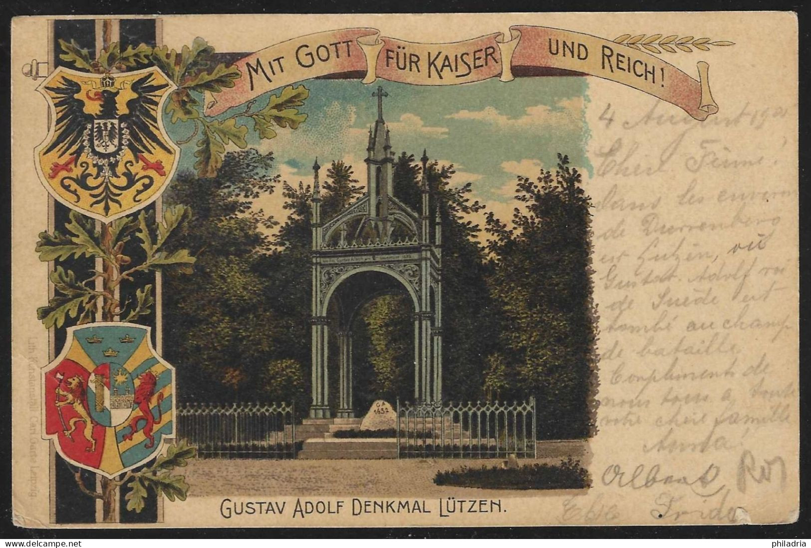 Lützen, Gustav Adolf Denkmal, mailed 1905
