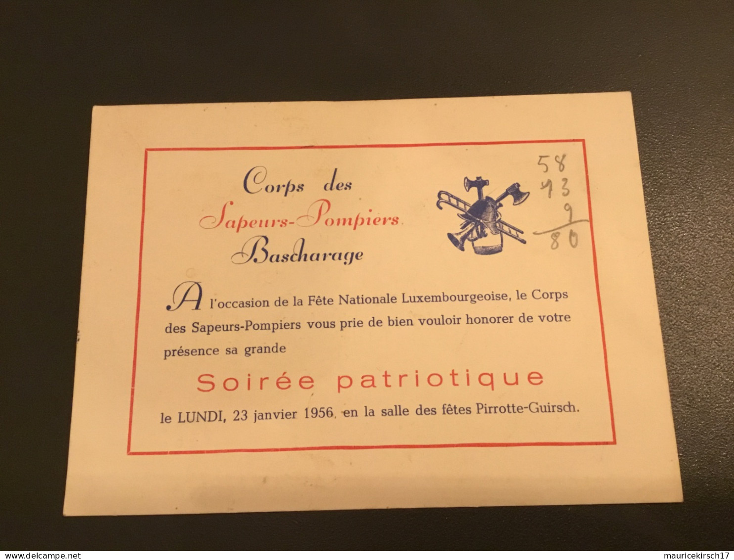 Luxembourg carte Bascharage sapeurs pompiers