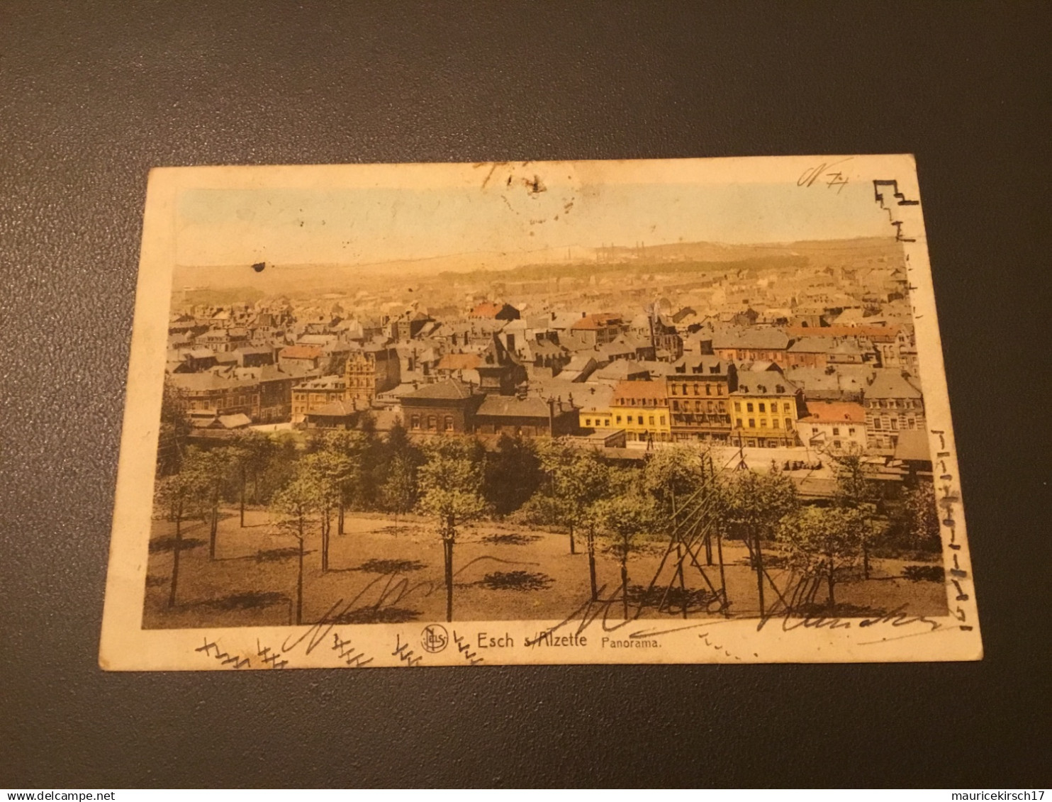 Luxembourg carte postale Esch Alzette panorama 1928 trou d'epingle