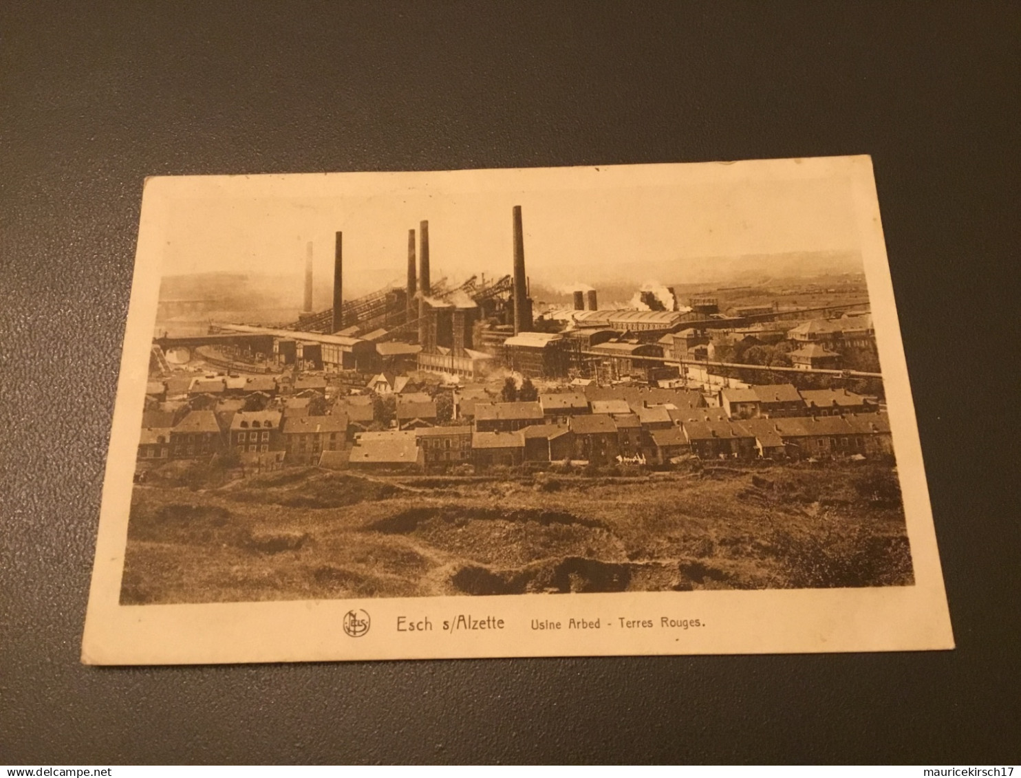 Luxembourg carte postale Esch Alzette usine arbed terres rouges 1929