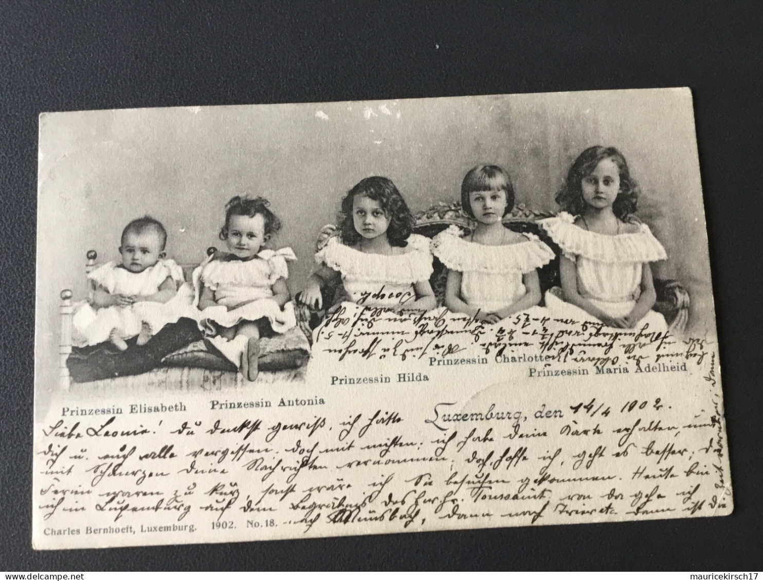 Luxembourg carte postale princesses Adel royalty