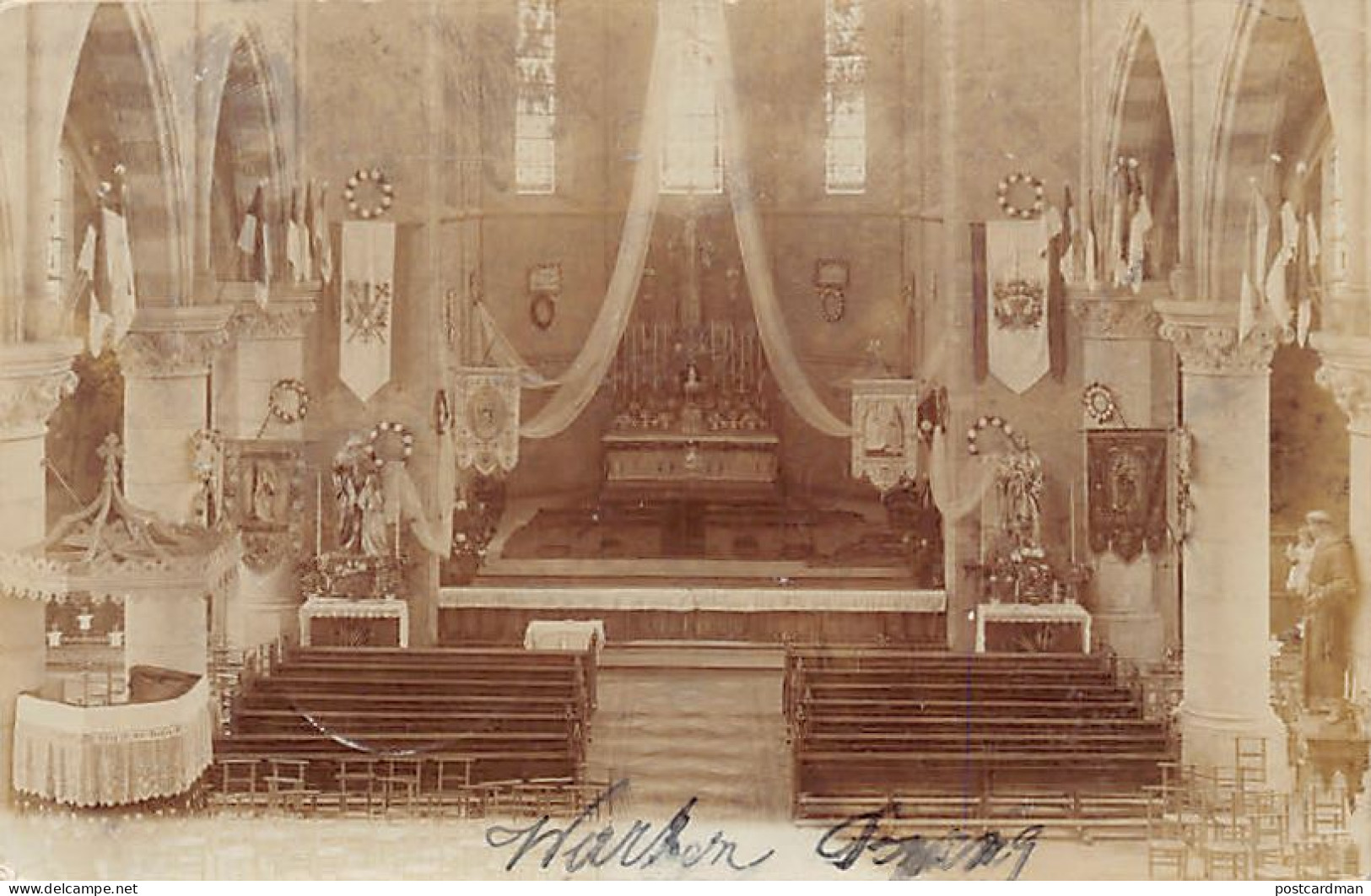 Luxembourg - DUDELANGE - intérieur de l'aglise - CARTE PHOTO Année 1904 - Ed. inconnu
