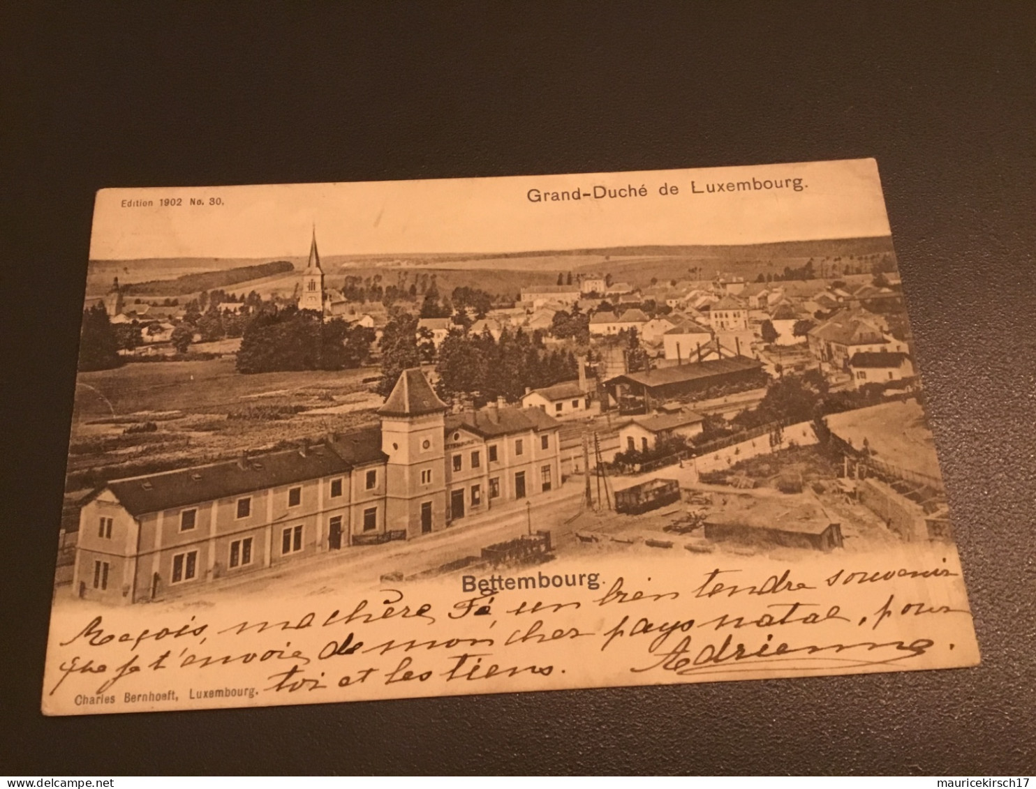 Luxembourg Luxemburg carte postale Bettembourg gare station train 1902