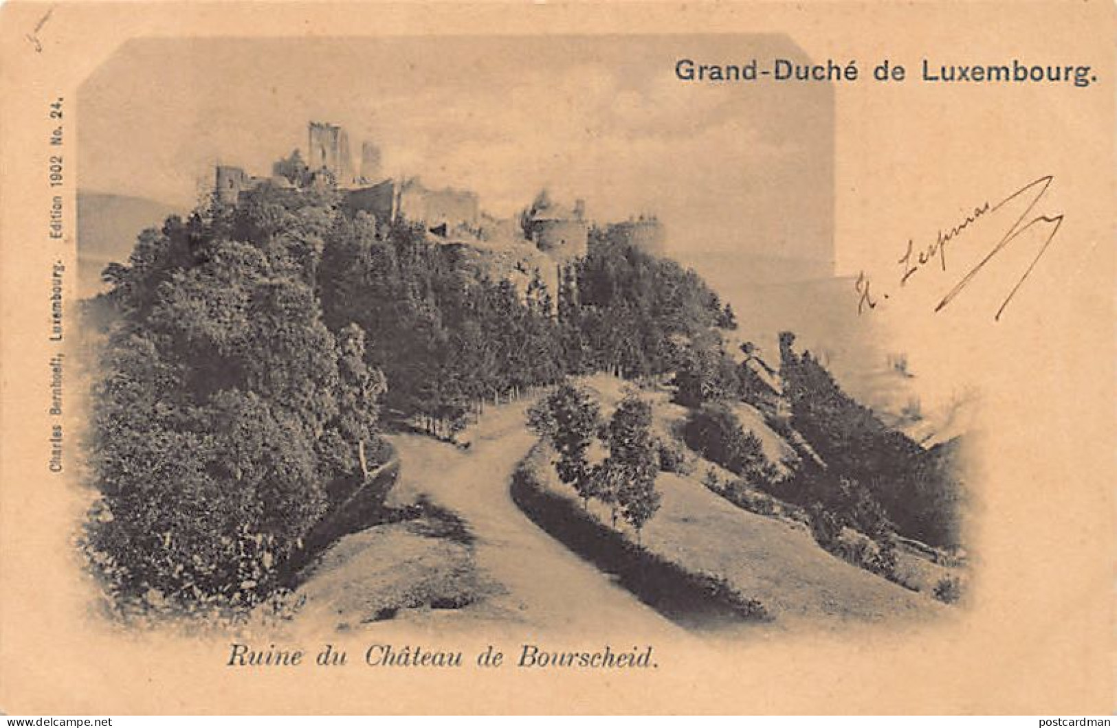 Luxembourg - Ruines du château de Bourscheid - Ed. Charles Bernhoeft No. 25 Édition 1902
