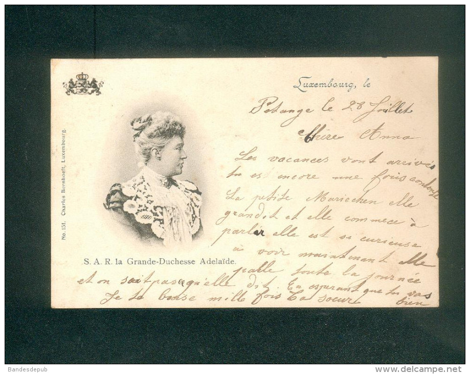 Luxembourg - S.A.R.  La Grande Duchesse Adelaïde ( voyagé depuis Petange Ed. Bernhoeft)