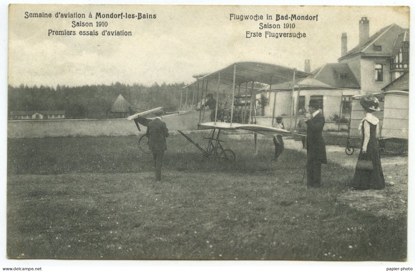 (Luxembourg) Semaine d'aviation à Mondorf-les-Bains. Saison 1910, Premiers essais d'aviation. Biplan.
