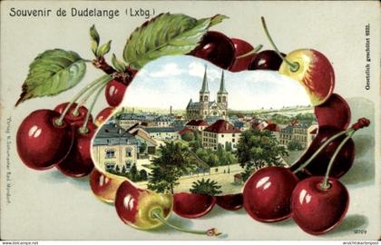 Gaufré Passepartout Lithographie Dudelange Düdelingen Luxemburg, Gesamtansicht, Kirschen
