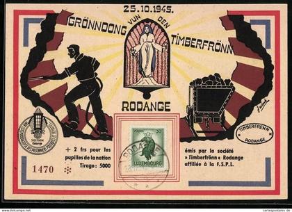 Künstler-AK Rodange, Grönndong vun den Timberfrönn 1945