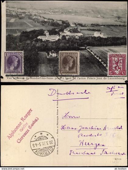 Postcard Bad Mondorf Munneref Luftbild Vue aerienne 1931  gel. Clervaux