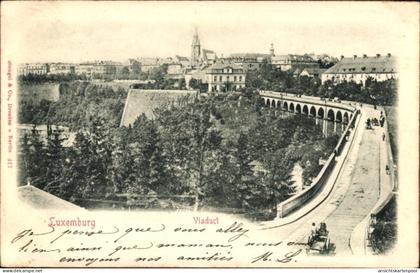 Relief CPA Luxemburg, Blick vom Viadukt auf die Stadt