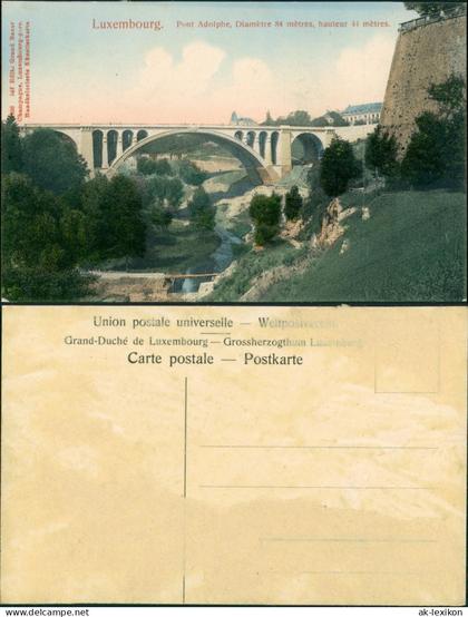 Postcard Luxemburg Pont Adolphe und Stadt (Handcoloriert) 19012