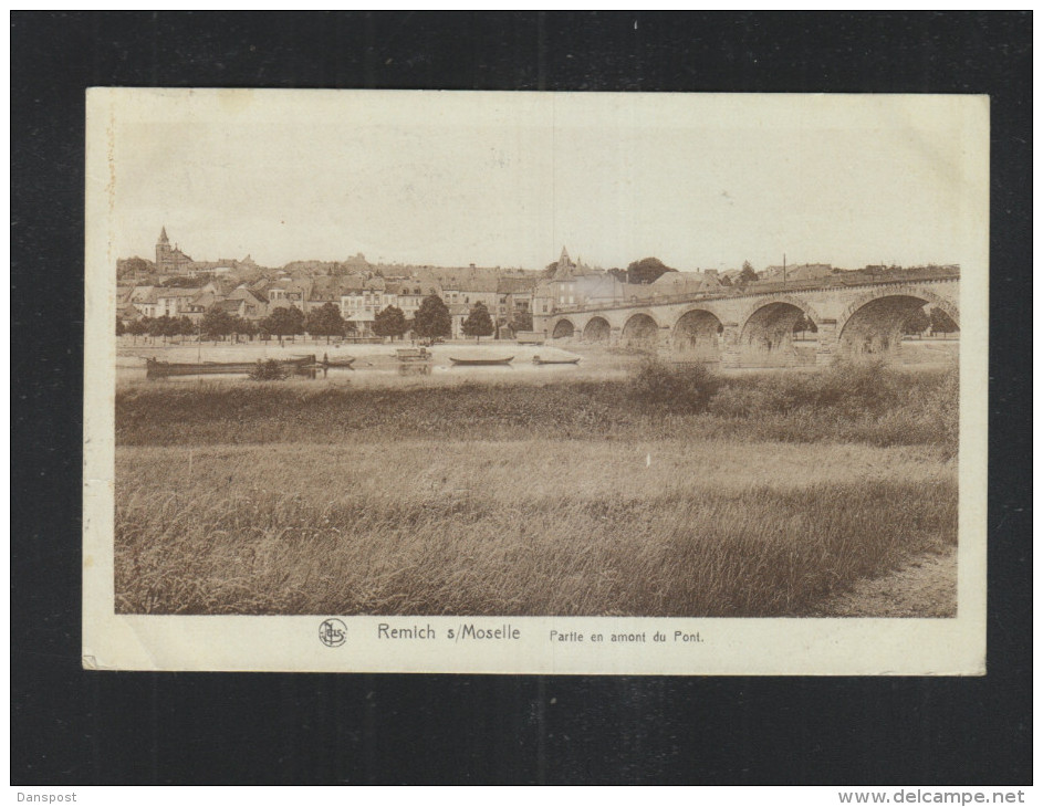 Luxemburg AK Remich Partie en Amont du Pont 1930