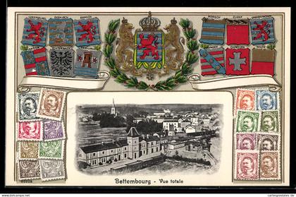 AK Bettembourg, Bahnhof, Briefmarken, Wappen