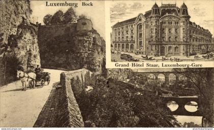 CPA Luxemburg Stadt, Bock, Grand Hotel Staar beim Bahnhof