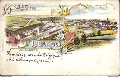 Lithographie Ulflingen Troisvierges Luxemburg, Panorama, Bahnhof