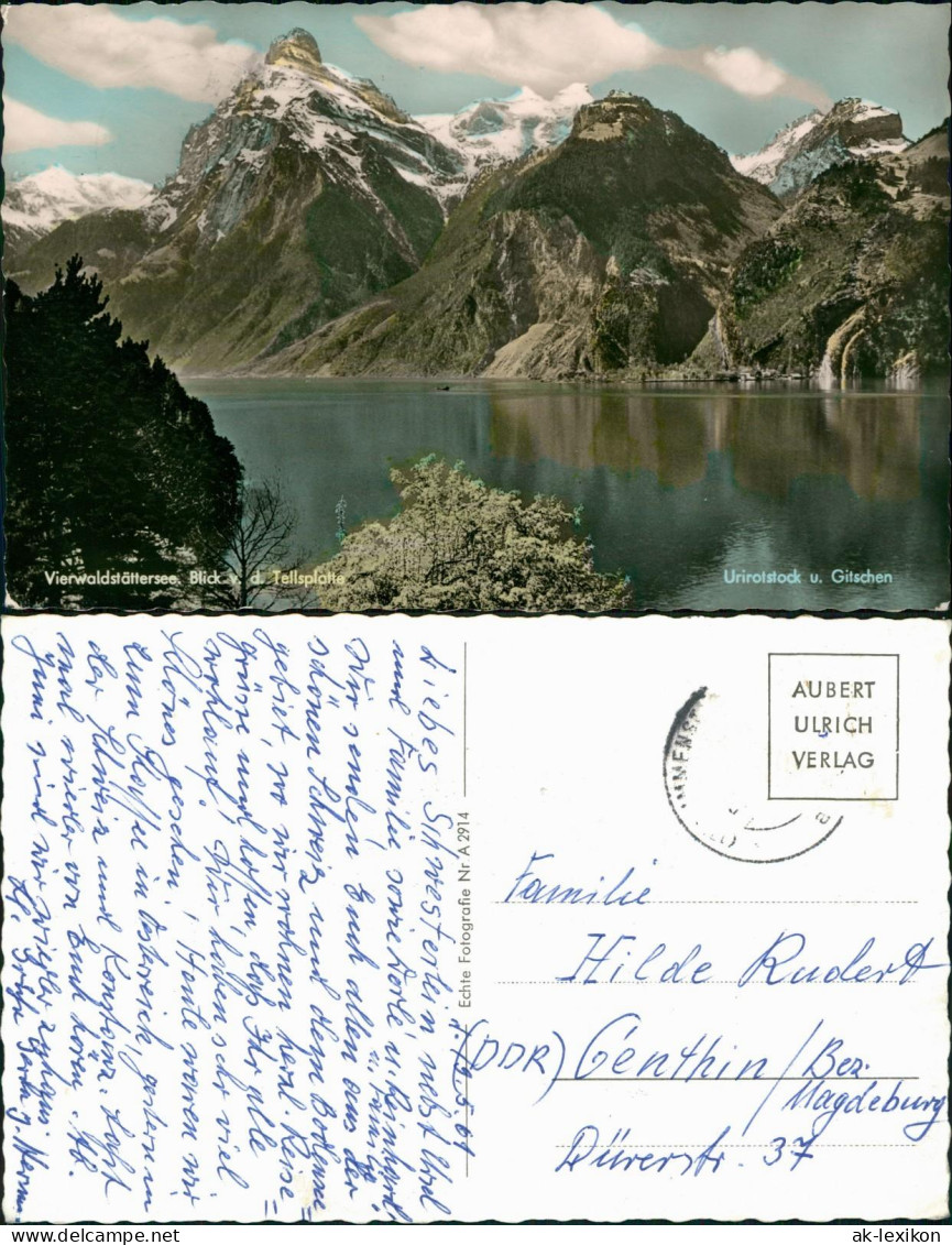 Luzern Lucerna Vierwaldstättersee Blick Tellsplatte - Colorfotokarte 1964